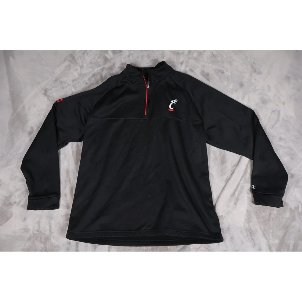 Champion University of Cincinnati Bearcats Mens Black Quarter Zip Pullover L